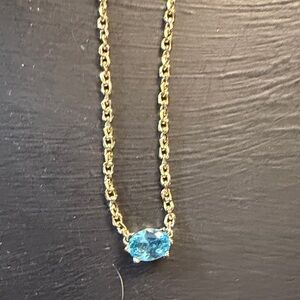 Kendra Scott Gold Necklace with Blue Stone